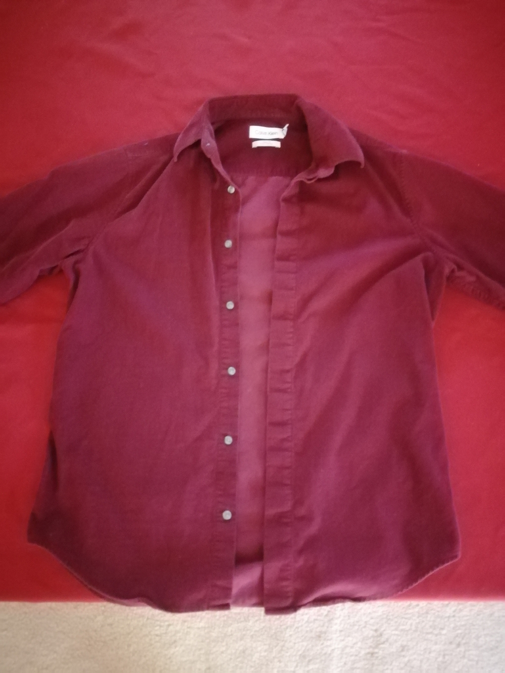 Calvin Klein Men's Button-Down Shirt in Burgundy Size X-Small